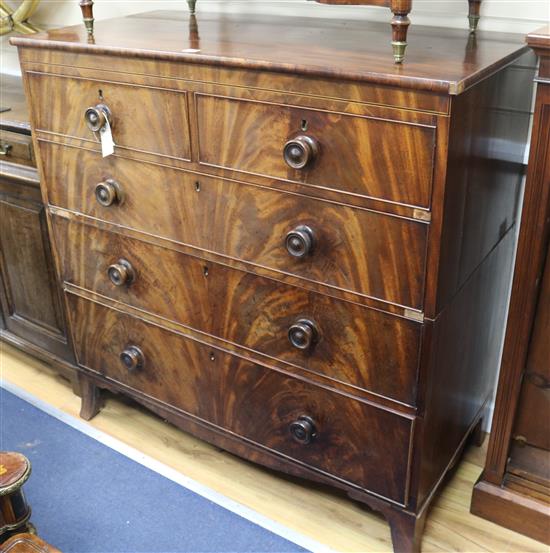 A late Georgian mahogany five-drawer chest, W.110cm